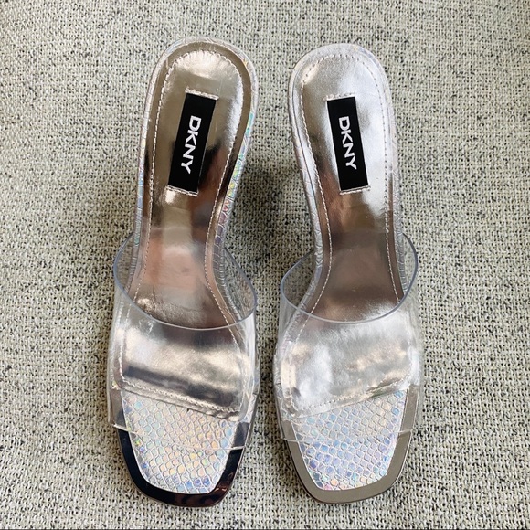 DKNY peep toe vinyl heels clear PVC NEW - Picture 7 of 10